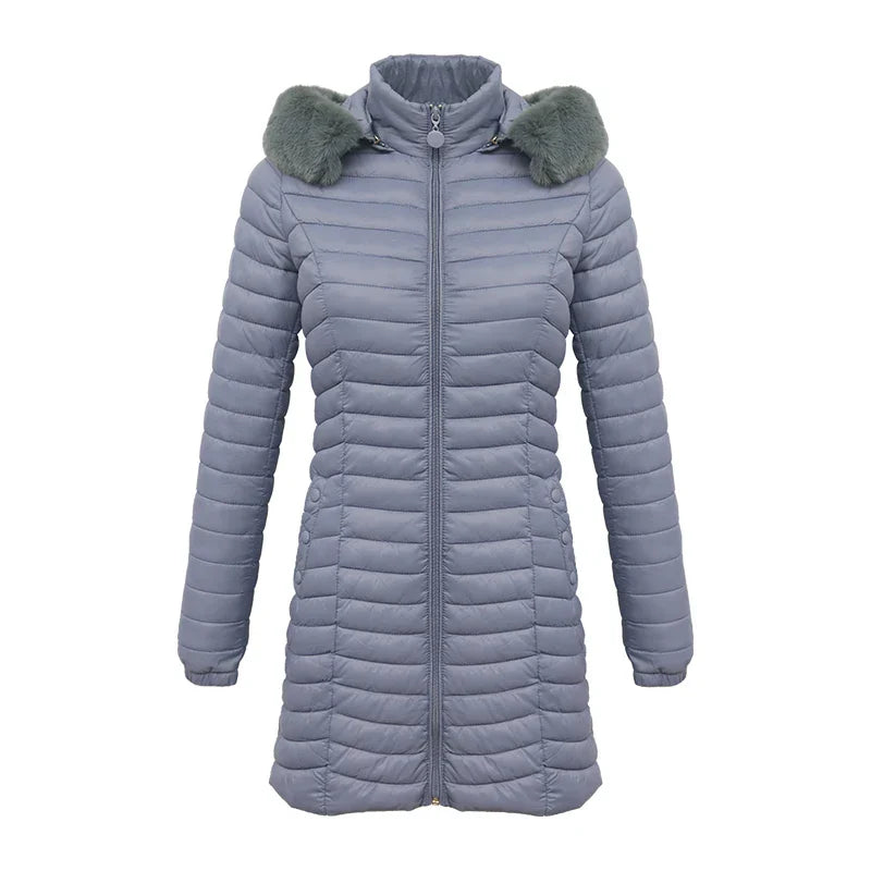 Elegant Slim Fit Winter Jacket with Fur Hood