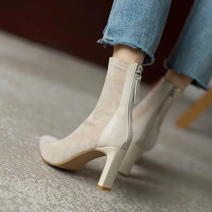 Stiletto Stiefeletten Damen Hoch Hacken Spitze Zehen - IdealeKleiden