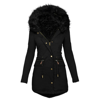 Soft Winter Jacket Hood Fur Collar Women