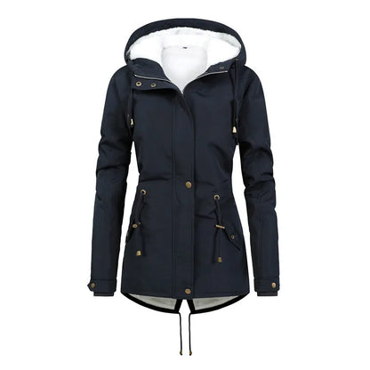 Practical Outdoor Jacket Windproof Hooded Mid-Length
