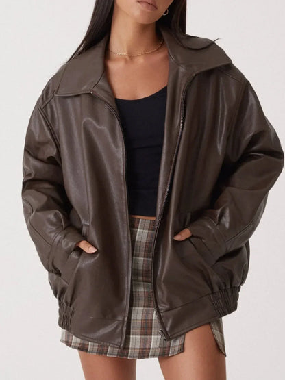 Stylish Oversized Women's Leather Jacket