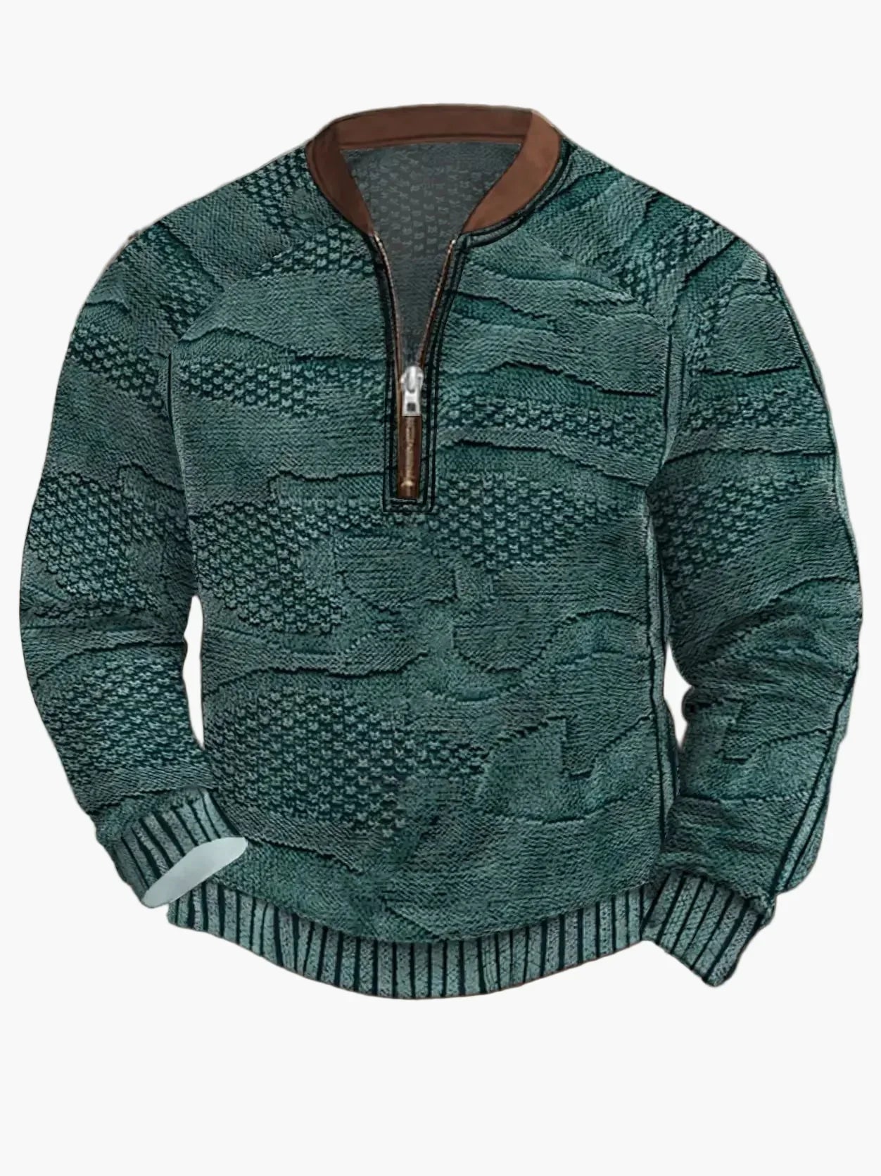 Men's Modern Zip-Up Knit Sweater