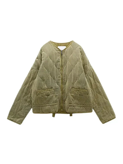 Practical zip-up jacket Solid color Padded