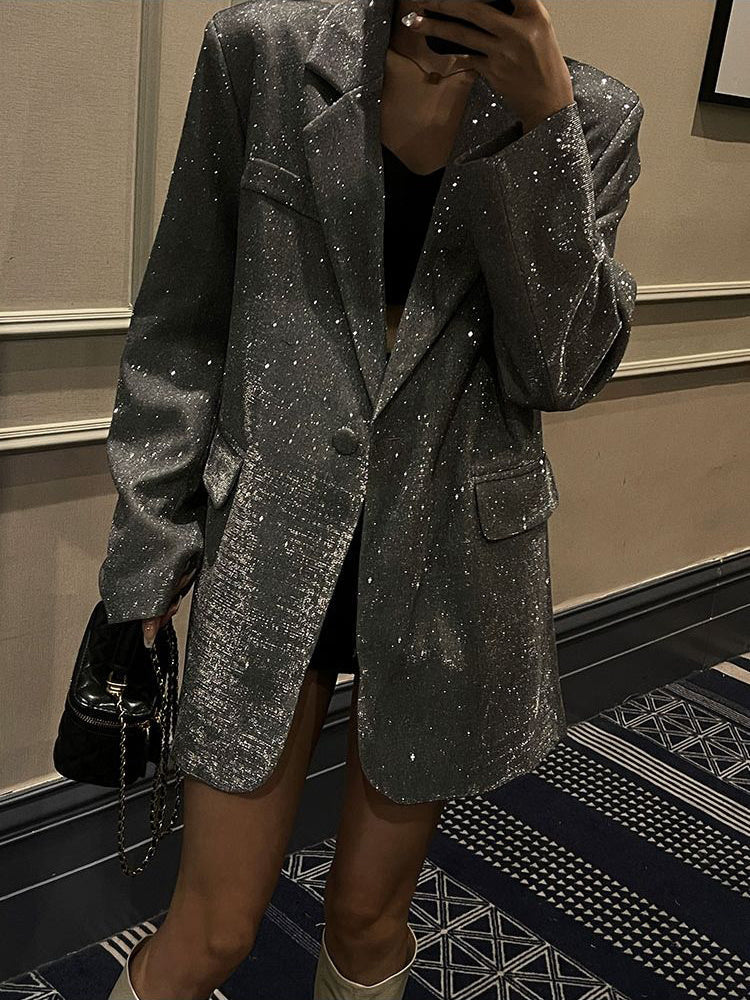 Sparkly Sequin Blazer Evening Dress