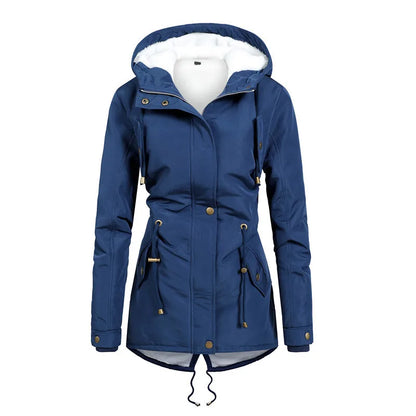Practical Outdoor Jacket Windproof Hooded Mid-Length