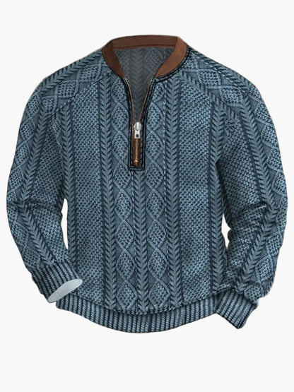 Men's Modern Zip-Up Knit Sweater