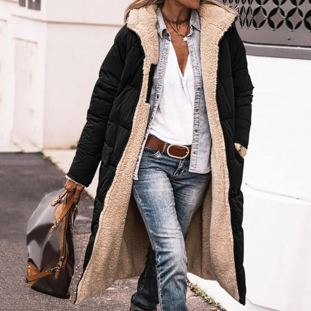 Praktische Winterjacke Lang mit Kapuze - IdealeKleiden