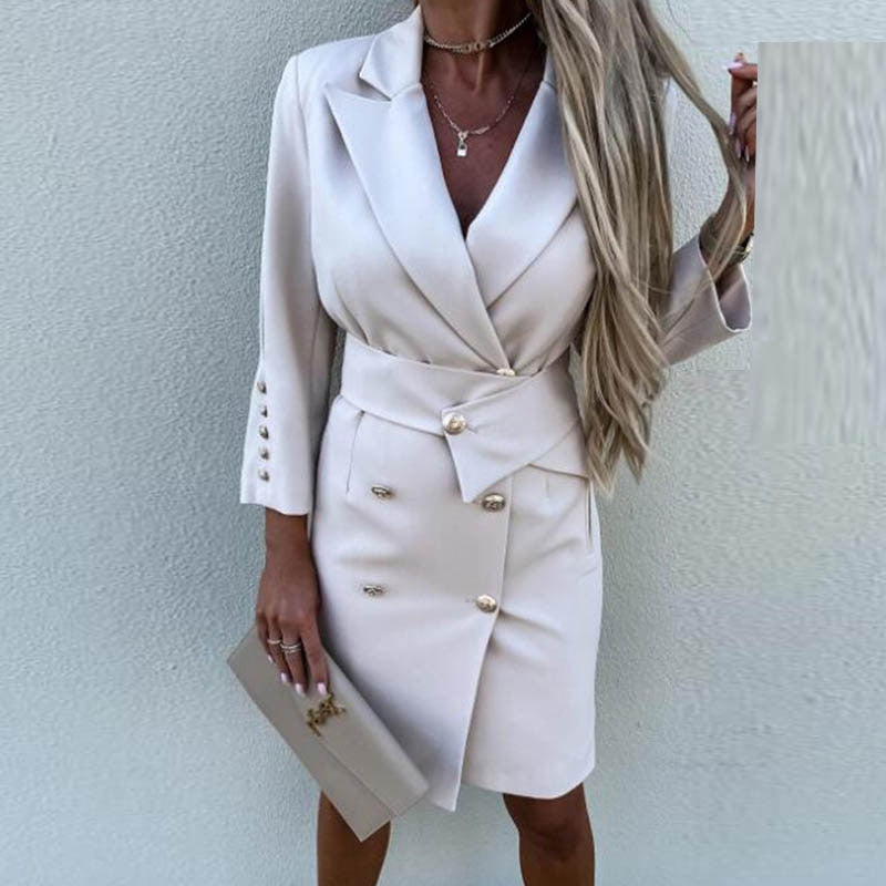 Elegant Double-Breasted Blazer Dress for Women