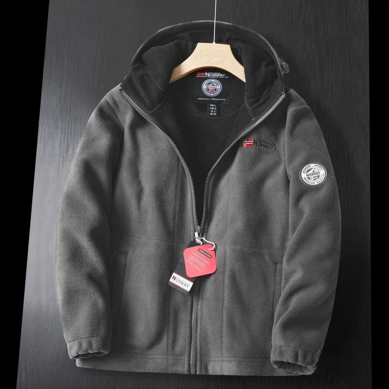 Men's Fleece Jacket Outdoor Warm Hooded Jacket