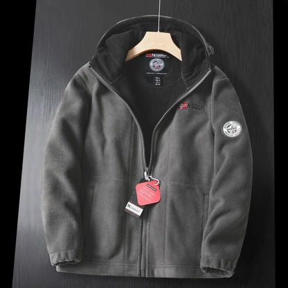 Men's Fleece Jacket Outdoor Warm Hooded Jacket