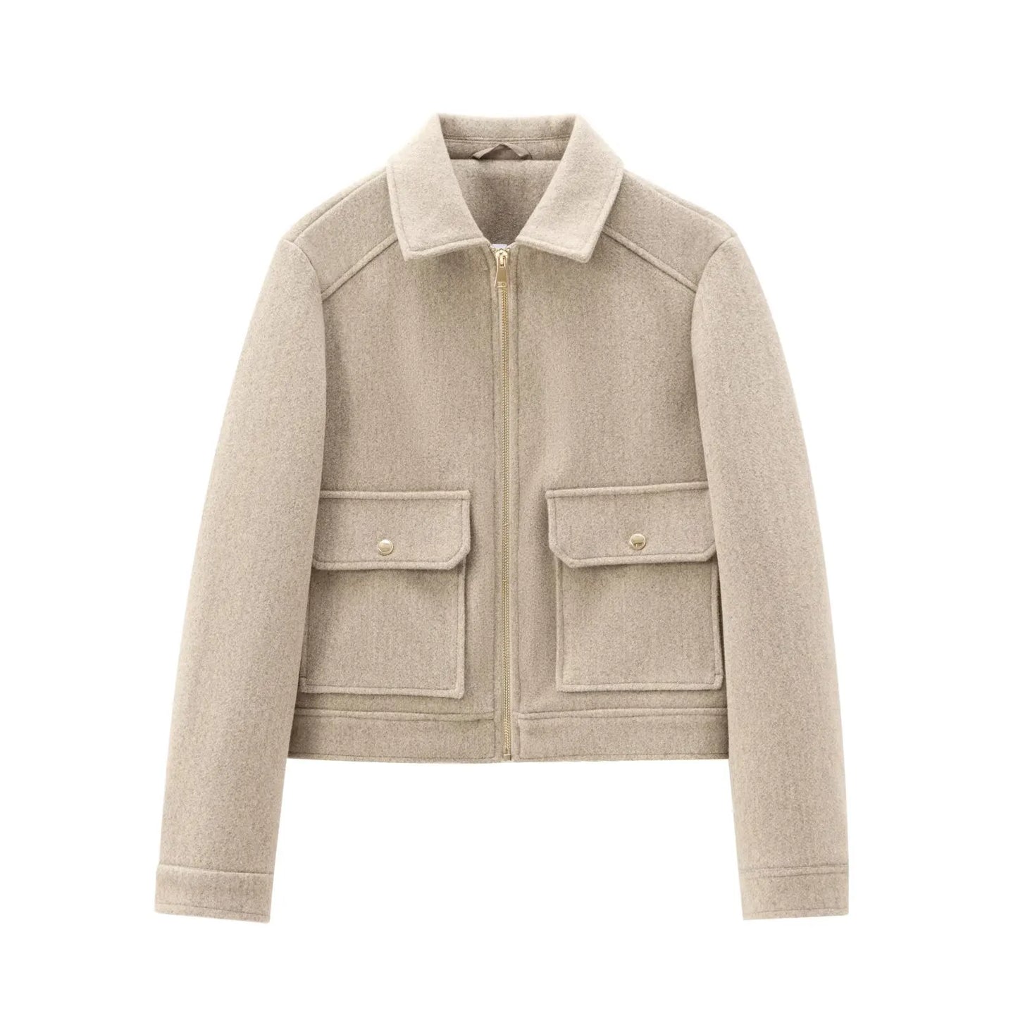 Women's Winter Jacket Zipper Wool Blend