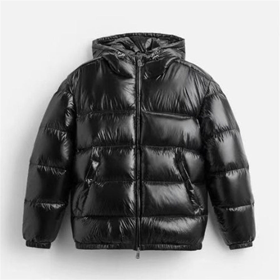 Men's Warm Hooded Puffer Jacket with Zipper