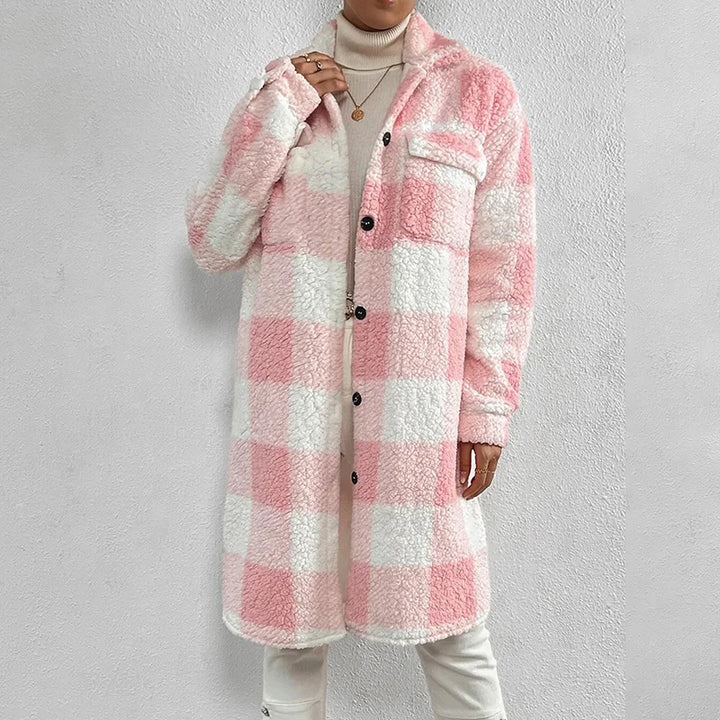 Fashionable Plaid Jacket Warm Polar Fleece