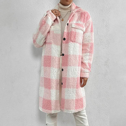 Fashionable Plaid Jacket Warm Polar Fleece