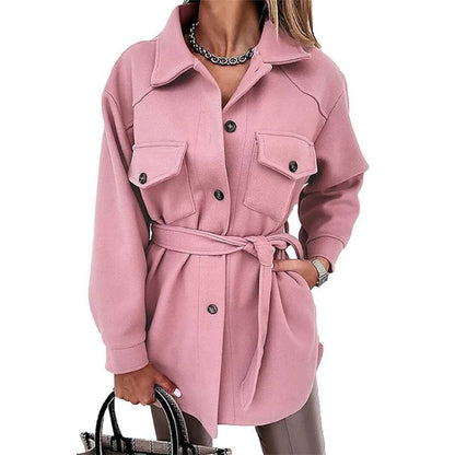 Fashionable women's jacket with buttons and front pockets
