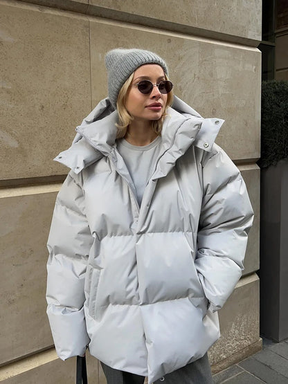 Quilted Women's Jacket Hood - Short Down Jacket Warm