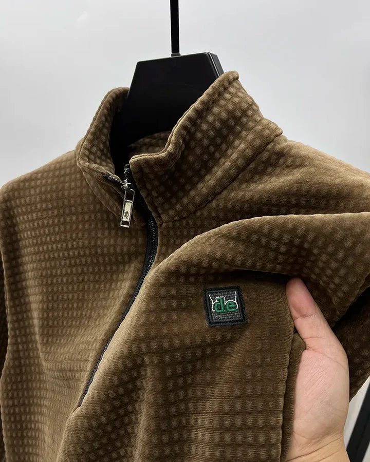 Warm Alpaca Fleece Top With Zipper