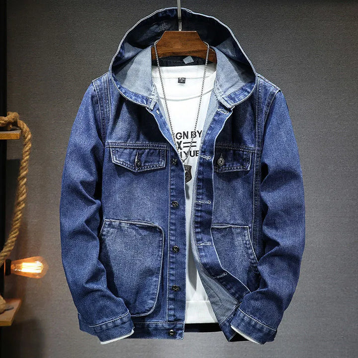 Men's Vintage Hooded Denim Jacket Retro Look