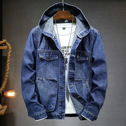 Men's Vintage Hooded Denim Jacket Retro Look