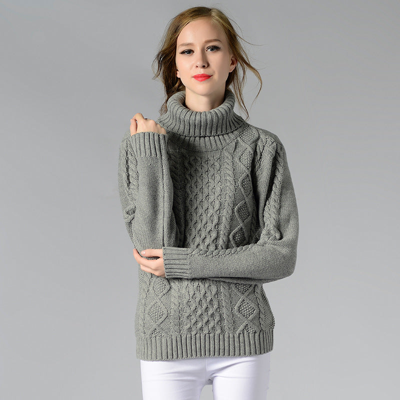 Women's Turtleneck Sweater Long Sleeve Cable Knit
