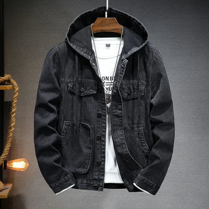 Men's Denim Jacket Vintage Look Hooded