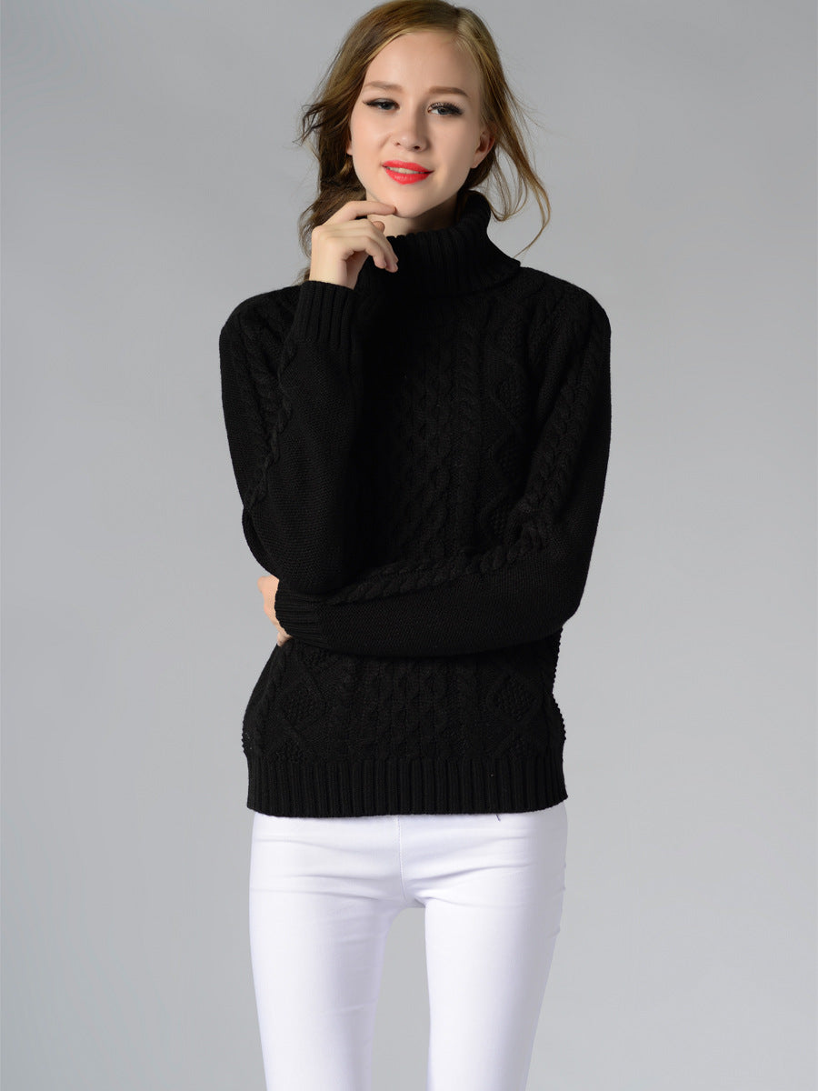 Women's Turtleneck Sweater Long Sleeve Cable Knit