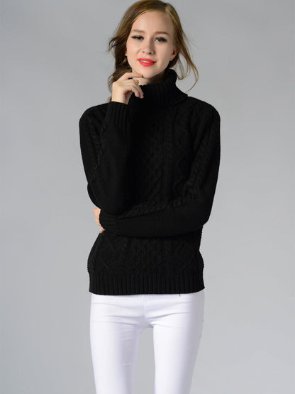 Women's Turtleneck Sweater Long Sleeve Cable Knit