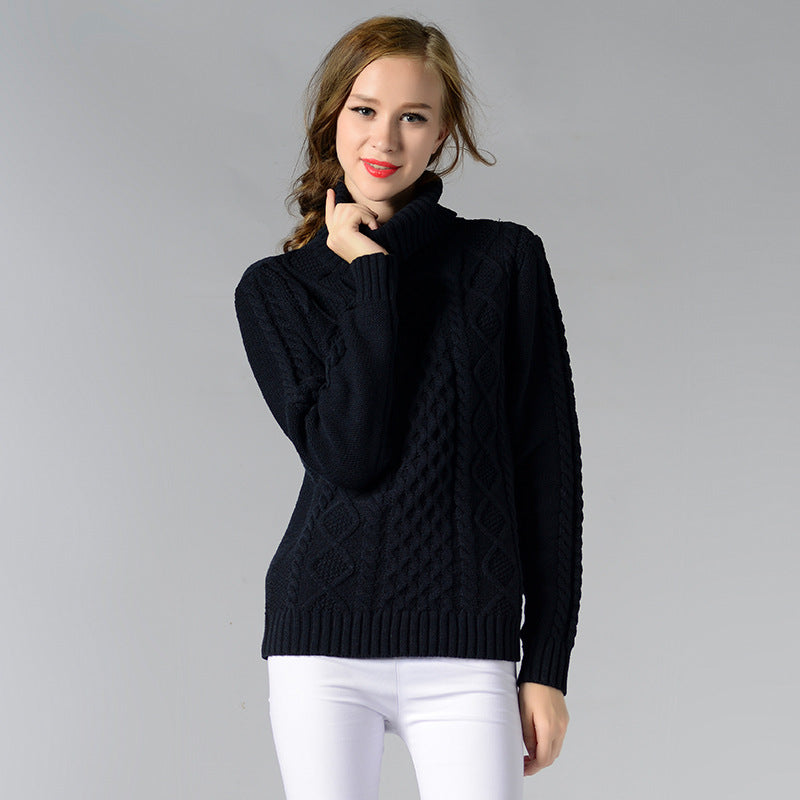 Women's Turtleneck Sweater Long Sleeve Cable Knit