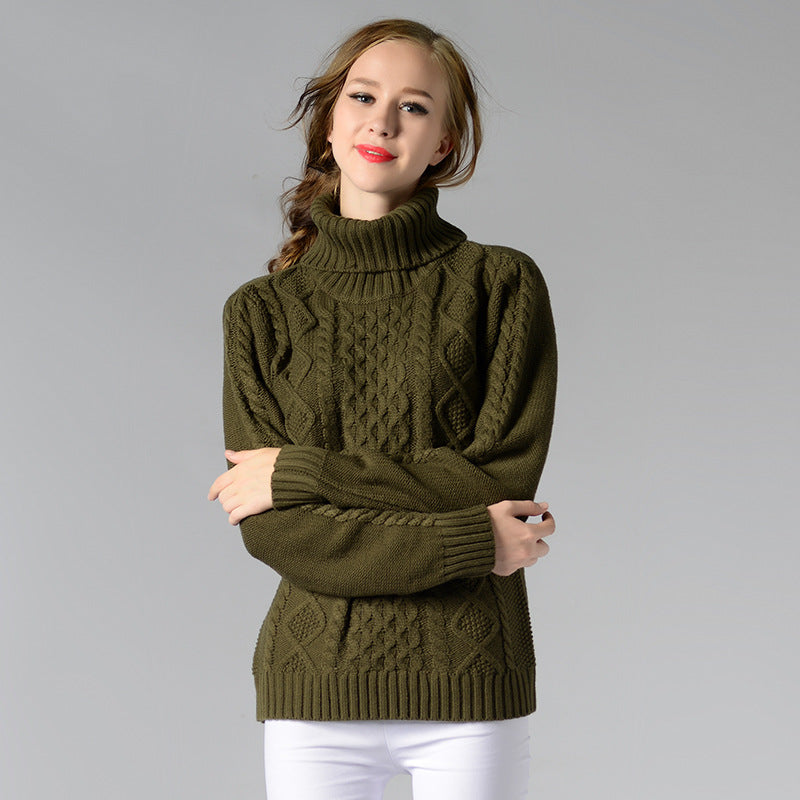 Women's Turtleneck Sweater Long Sleeve Cable Knit
