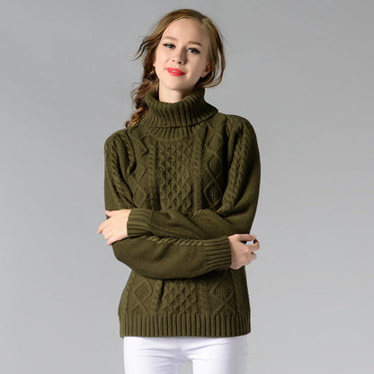 Women's Turtleneck Sweater Long Sleeve Cable Knit