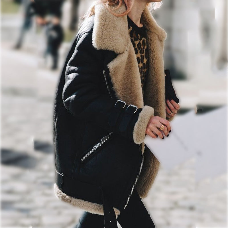 Women's Aviator Style Faux Fur Winter Jacket