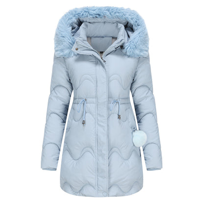 Women's Warm Winter Jacket Hood Zipper