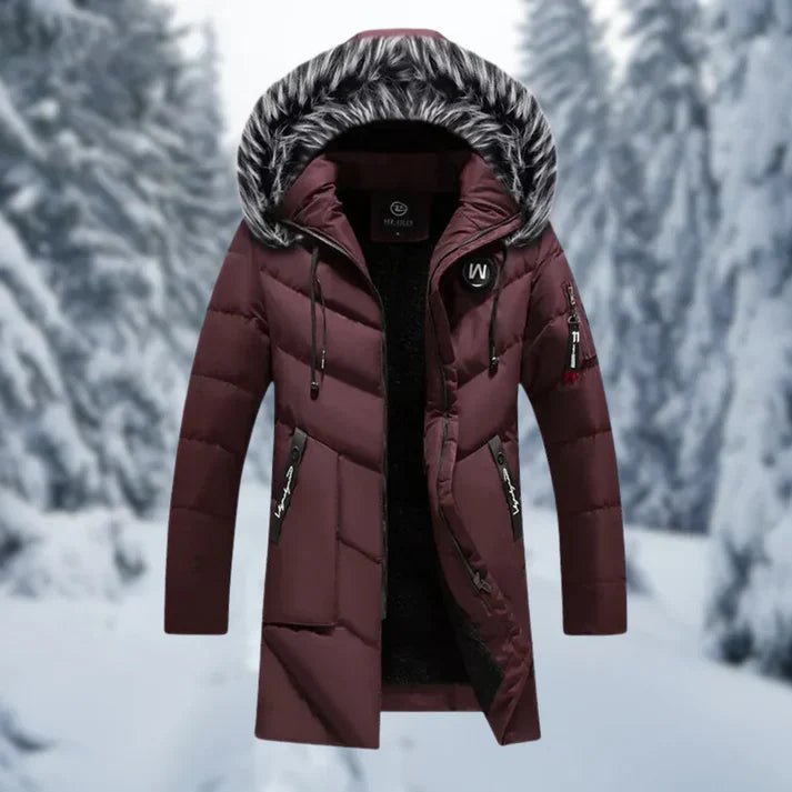 Oversized Steppjacke mit Kunstfellkapuze und Reißverschluss-Taschen - IdealeKleiden
