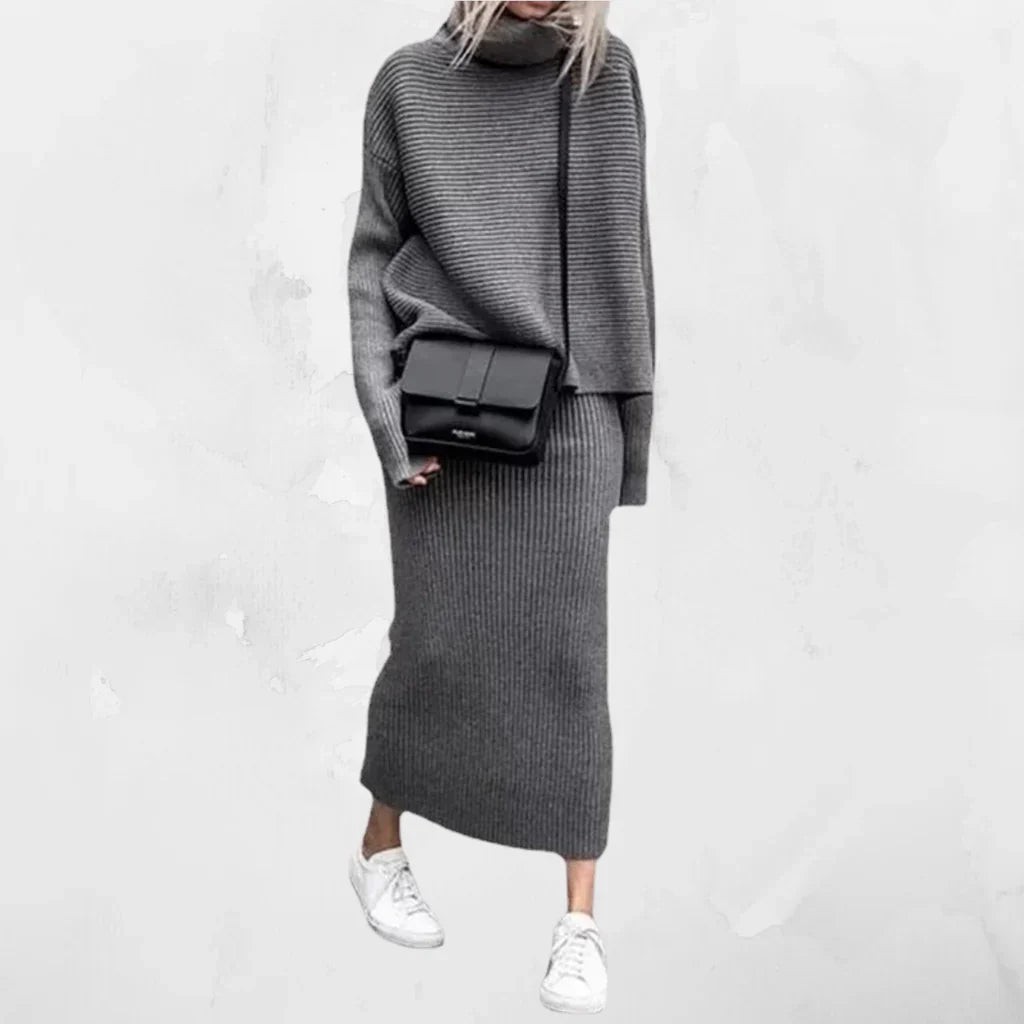 Women's Turtleneck Sweater & Knit Skirt Set
