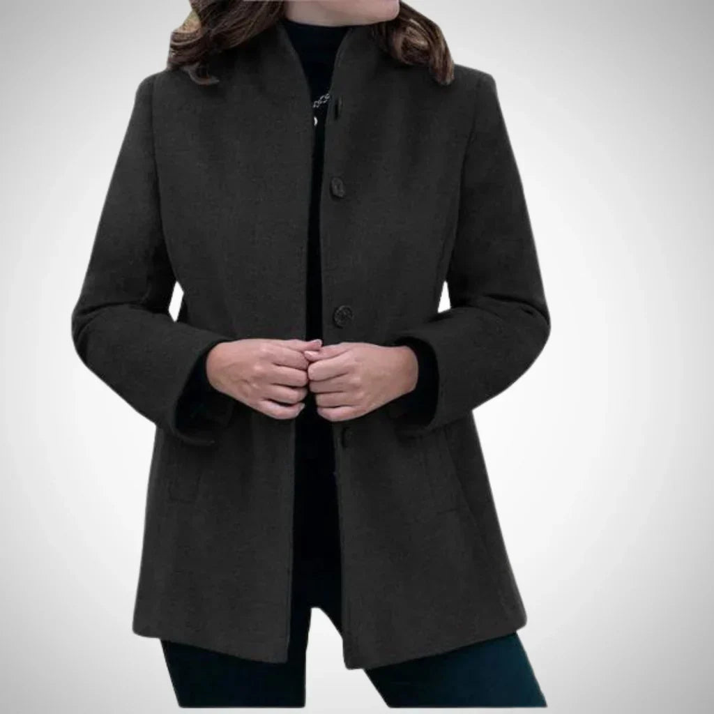 Women's Coat Tailored Fit Stand-Up Collar Wool Blend