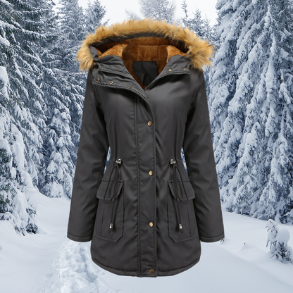 Women's Winter Coat Warm Hooded Faux Fur Trim