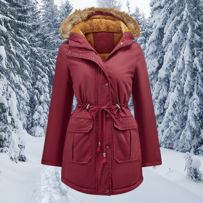 Women's Winter Coat Warm Hooded Faux Fur Trim