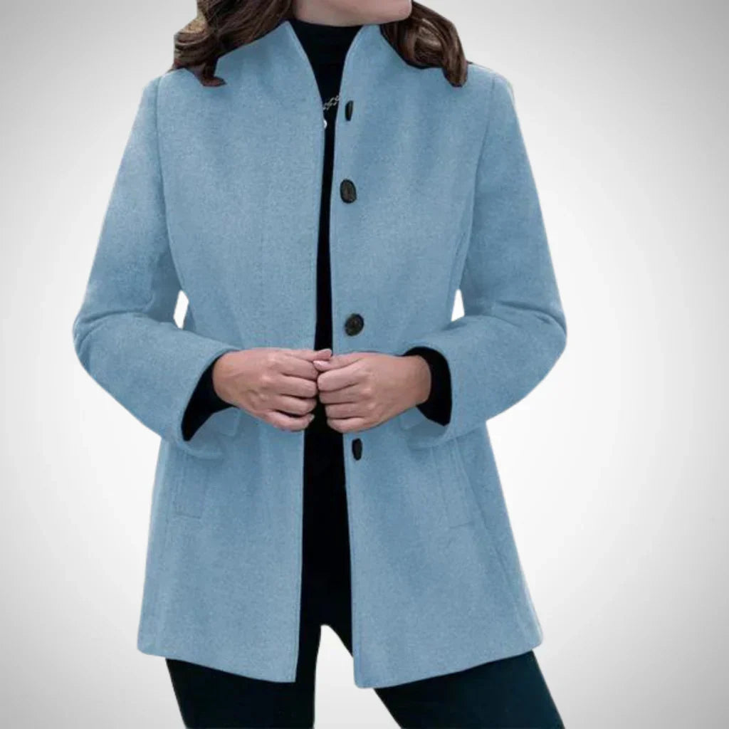 Women's Coat Tailored Fit Stand-Up Collar Wool Blend