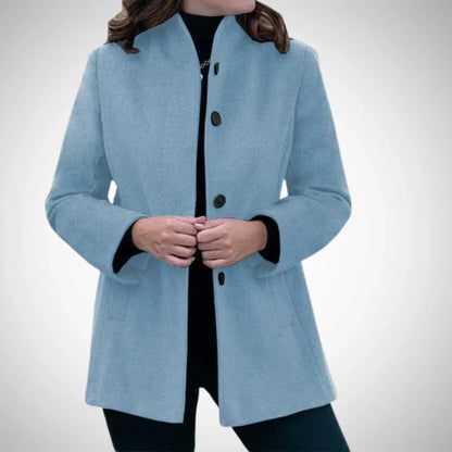 Women's Coat Tailored Fit Stand-Up Collar Wool Blend
