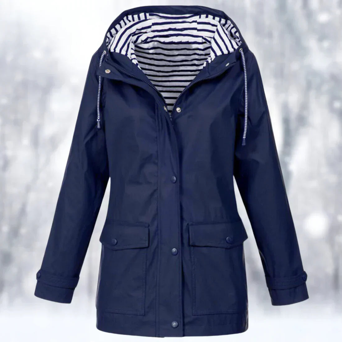 Waterproof Parka Jacket Zipper Drawstring Hood