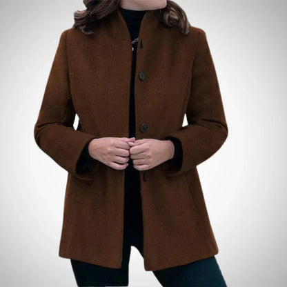 Women's Coat Tailored Fit Stand-Up Collar Wool Blend