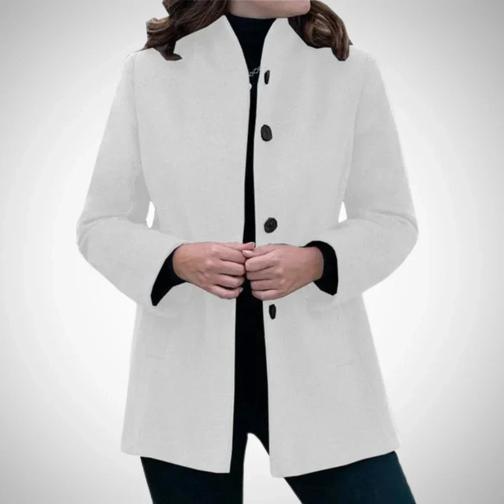 Women's Coat Tailored Fit Stand-Up Collar Wool Blend