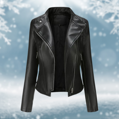 Vegan Leather Jacket Elegant Women