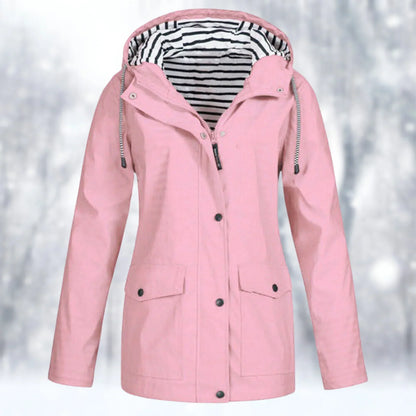 Waterproof Parka Jacket Zipper Drawstring Hood