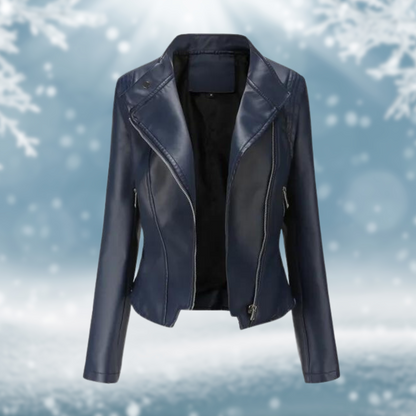 Vegan Leather Jacket Elegant Women