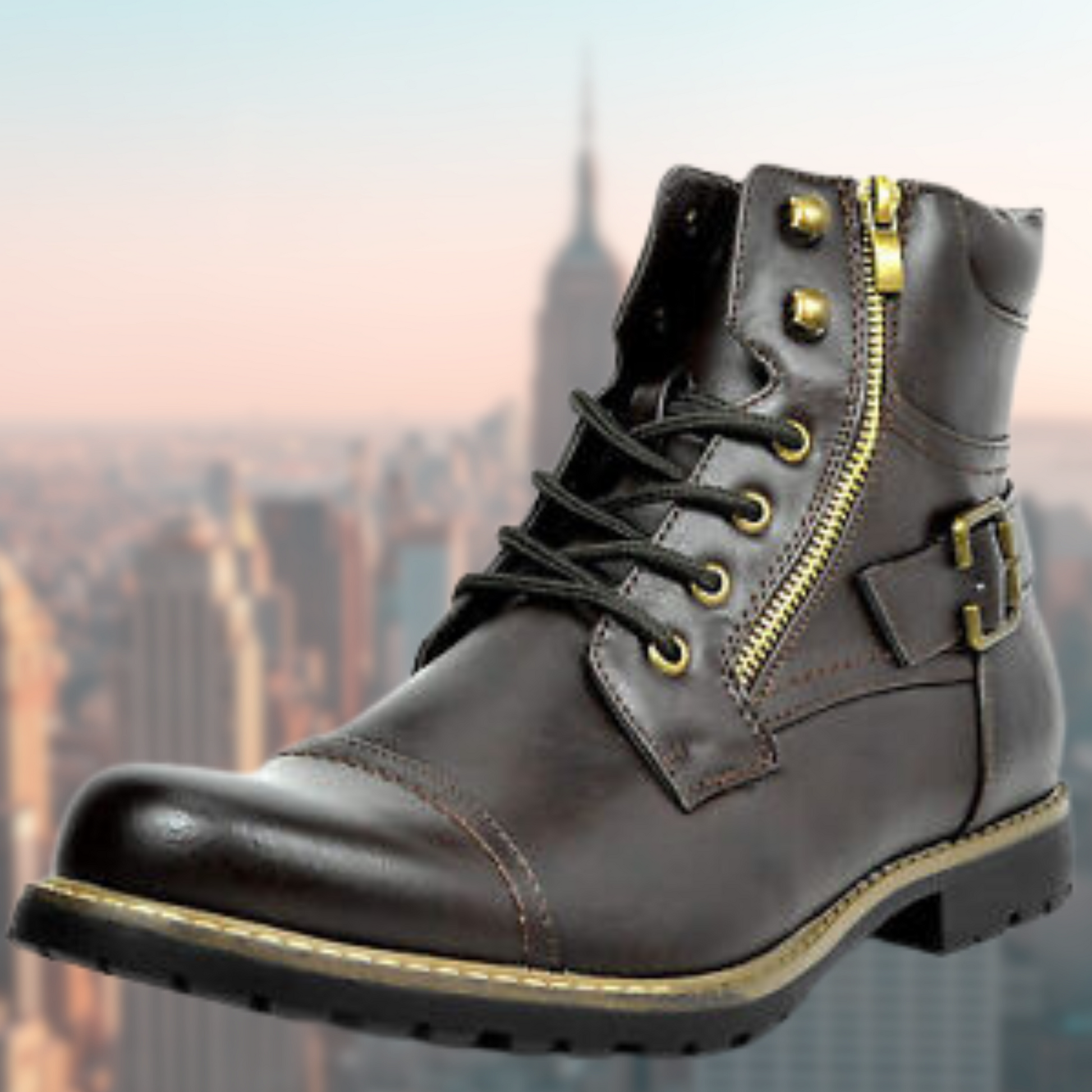 Leder Motorradstiefel Robust Männer - IdealeKleiden