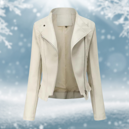 Vegan Leather Jacket Elegant Women