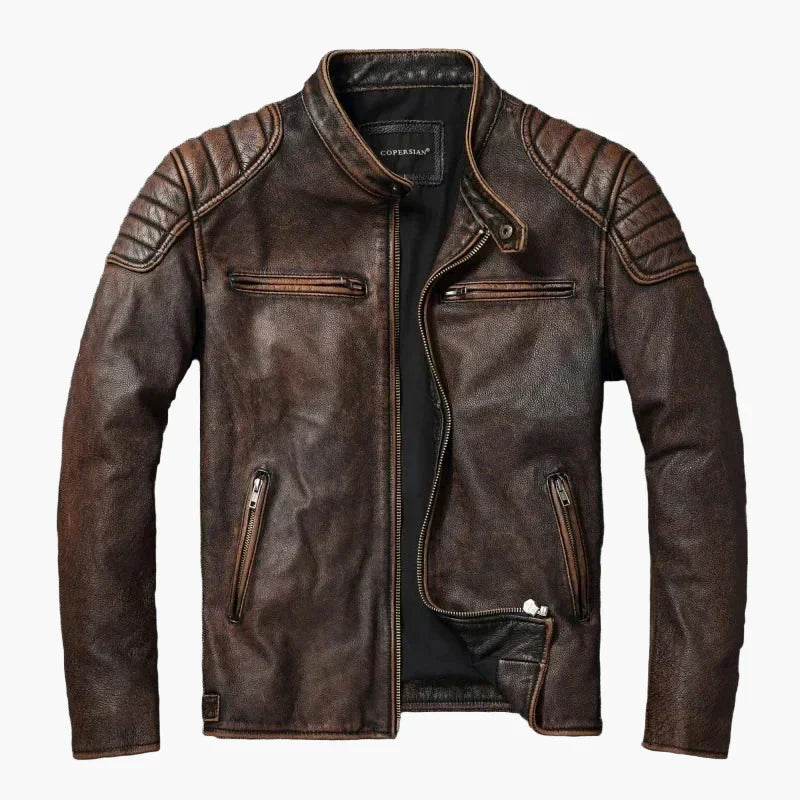 Leather Biker Jacket Classic Slim Fit