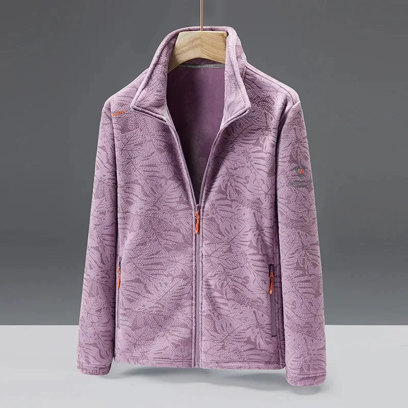 Soft fleece jacket with a high collar and zipper