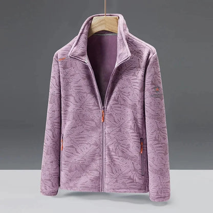 Soft fleece jacket with a high collar and zipper